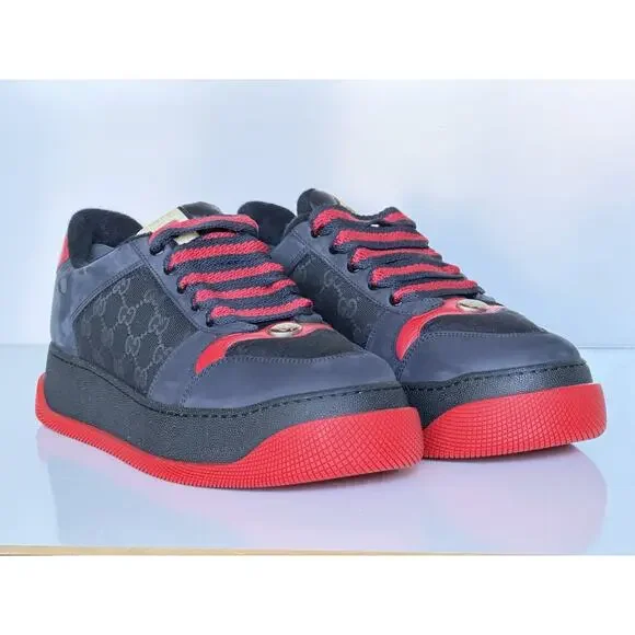 Gucci GG Double Screener Black/Red Sneakers 12 US (11.5 Gucci) 750048 IT NIB